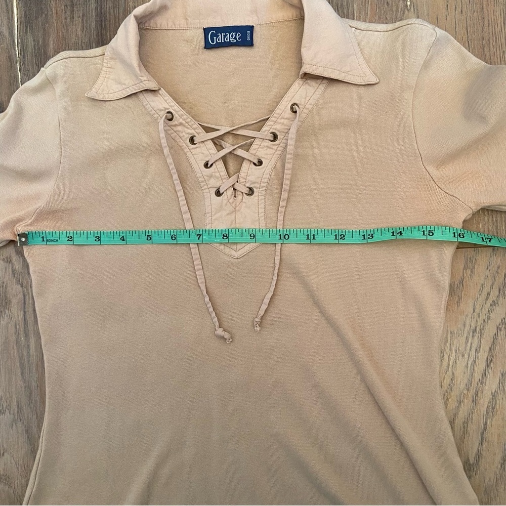 Garage 90s Y2K Beige Lace-Up Top - Picture 12 of 14